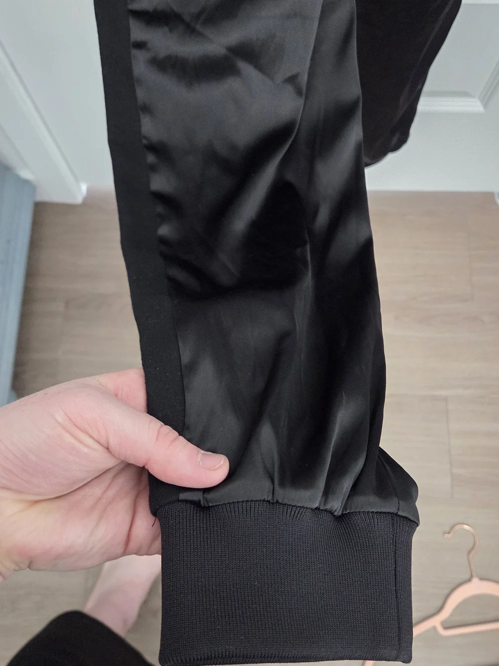 AKIRA Black Zip-Front Satin-Trim Jumpsuit